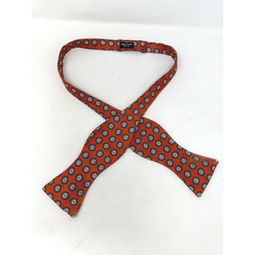 Robert Talbott Medallion Print Silk Bow Tie Orange